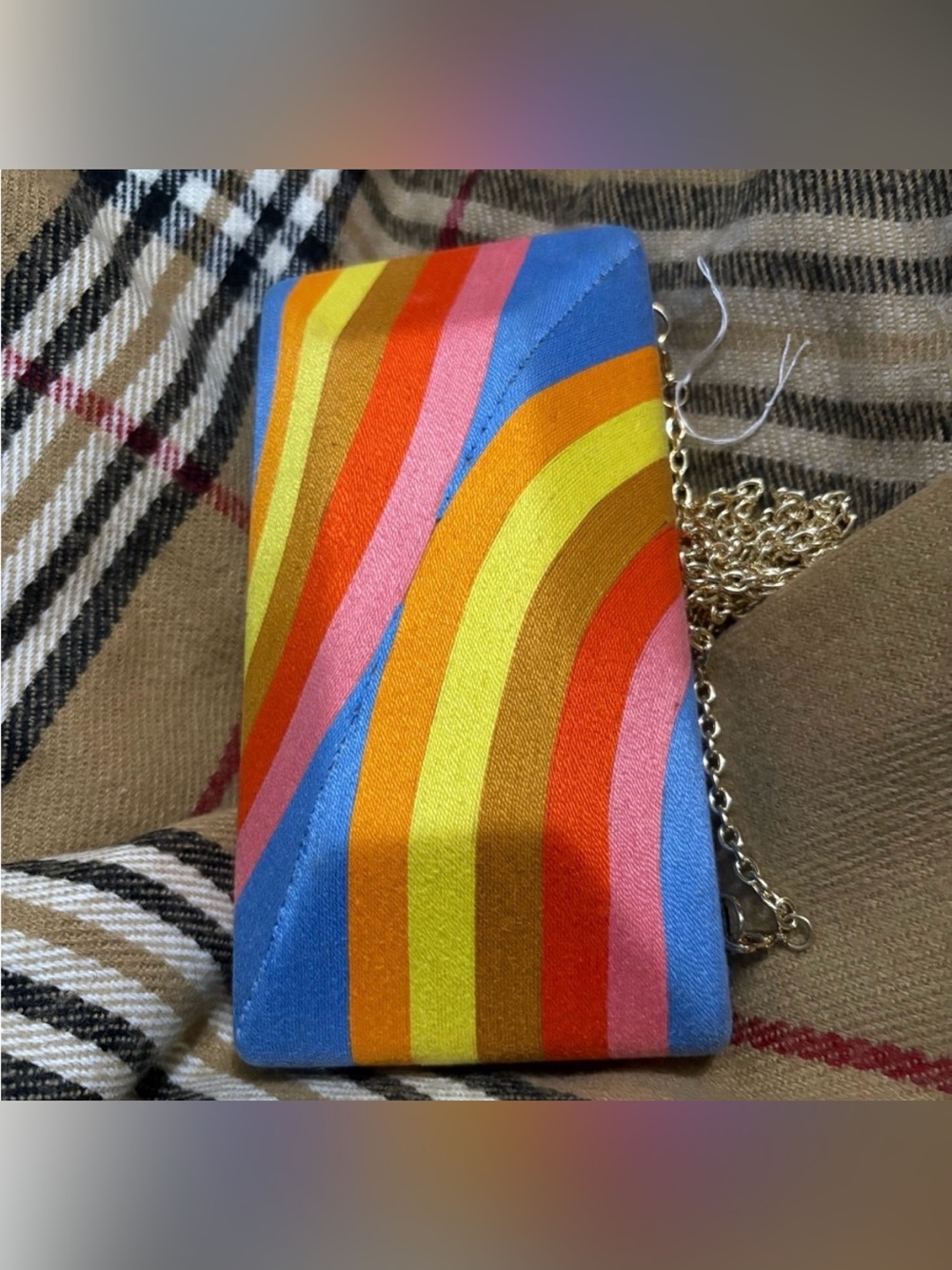 Beatriz Colorful Rainbow Stripe Chain Clutch – Multicolor